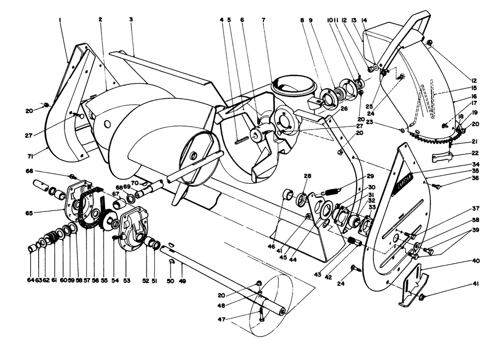 Auger Assembly (Continued) 36" Snowthrower Attachment Model No. 59160 (Optional) Diagram and Parts List for 57300 4000001 - 4999999 Toro Lawn Tractor
