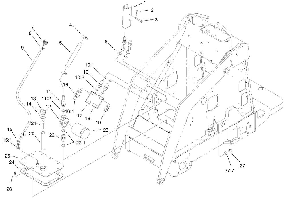Hydraulic Tank Assembly Diagram and Parts List for 22303 990001 - 999999 Toro Lawn Tractor Accessories