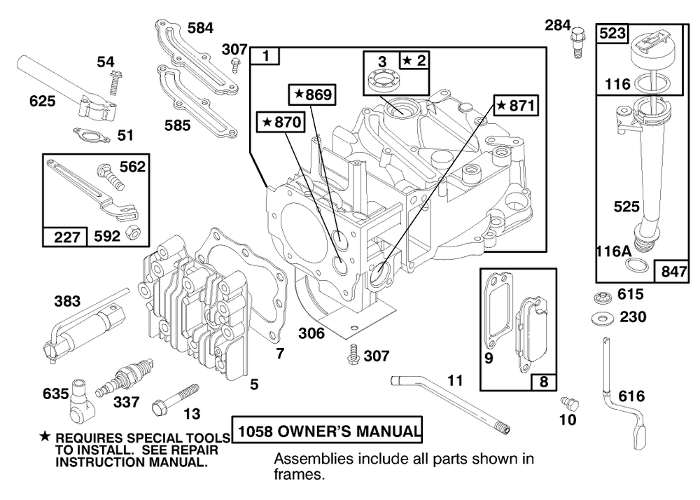 Engine Briggs & Stratton Model 12u802-1739-E1 Diagram and Parts List for 20713 8900001 - 8999999 Toro Lawn Mower
