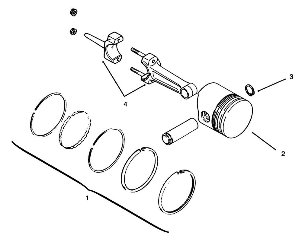 Piston And Rings Diagram and Parts List for 73401 5901261 - 5999999 Toro Lawn Tractor