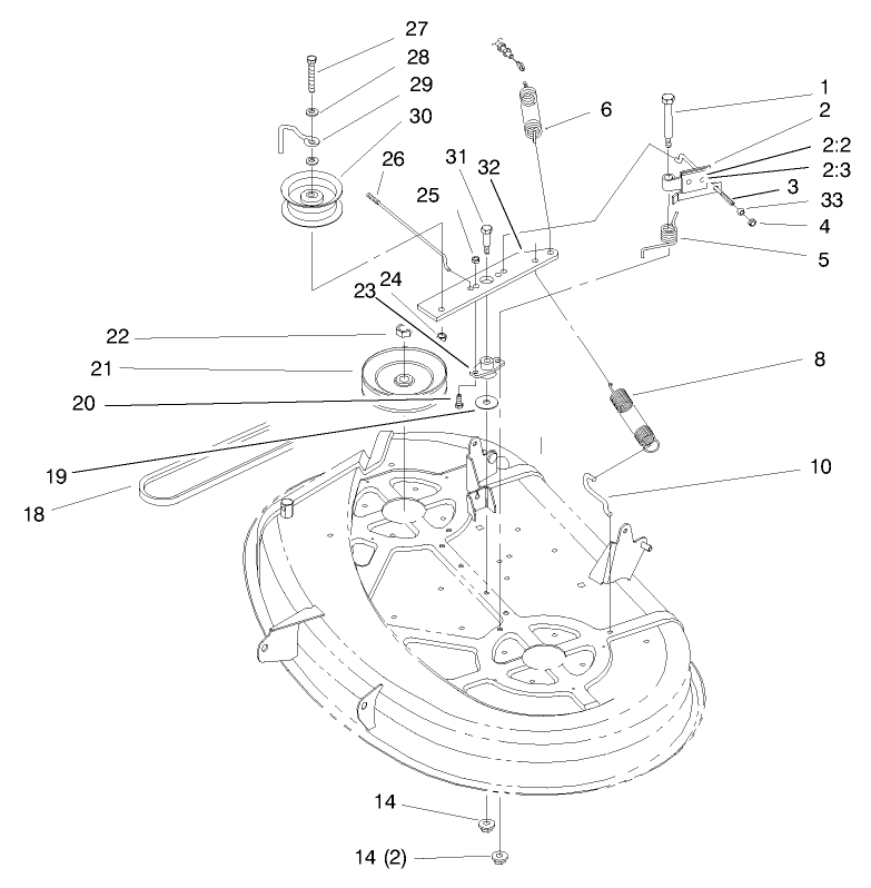 Pulley & Belt Assembly (38" Cutting Unit) Diagram and Parts List for 71215 8900001 - 8999999 Toro Lawn Tractor