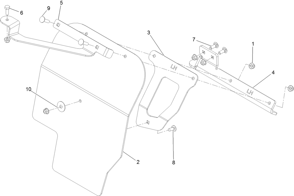 Lh Mud Flap Assembly Diagram and Parts List for 72096 406343181-407109999 Toro Lawn Tractor