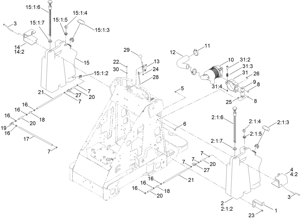 Fuel Tank And Air Filter Assembly Diagram and Parts List for 22318 409810000 - 999999999 Toro Lawn Tractor Accessories