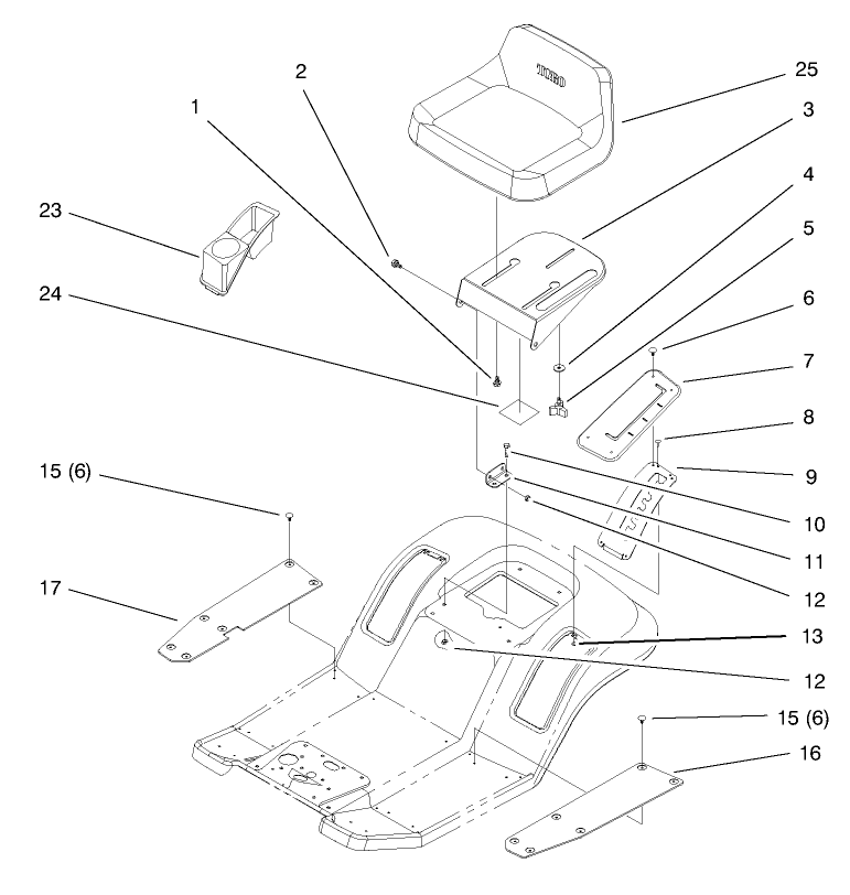 Seat Assembly Diagram and Parts List for 71219 8900001 - 8999999 Toro Lawn Tractor