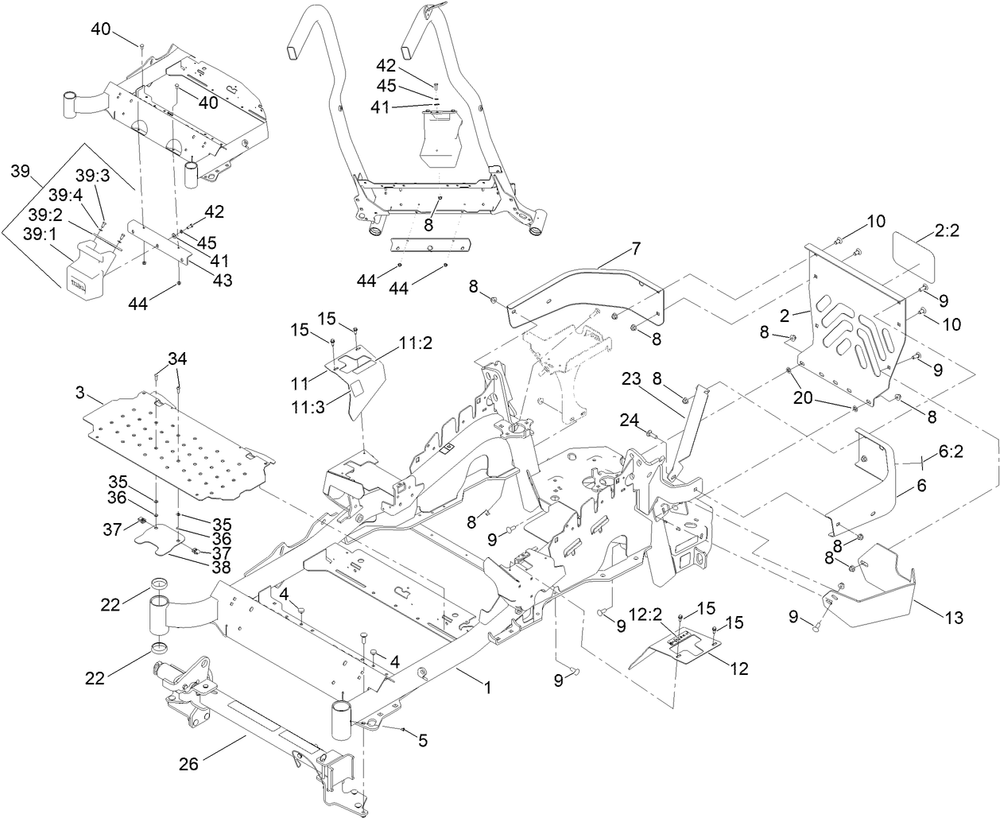 Frame, Caster And Z Stand Assembly Diagram and Parts List for 72902TE 411000000-999999999 Toro Lawn Mower