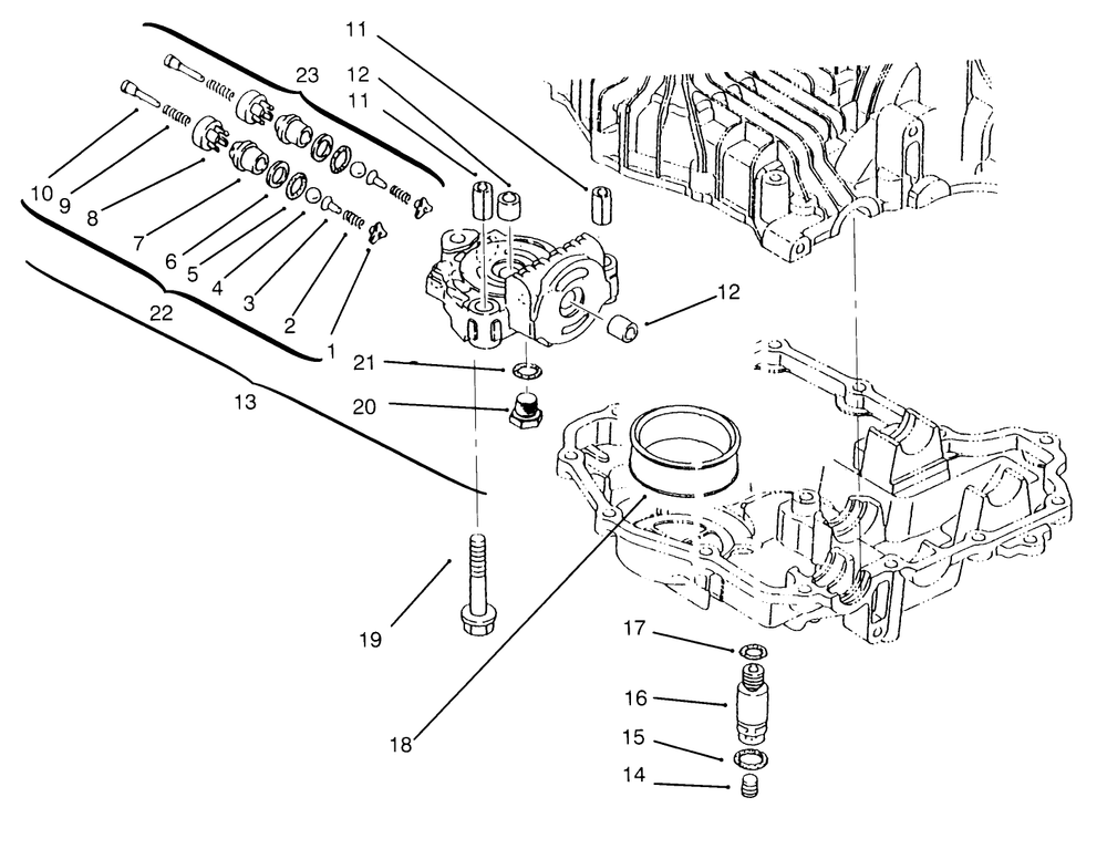 Center Case Diagram and Parts List for 72042 5900001 - 5900796 Toro Lawn Tractor