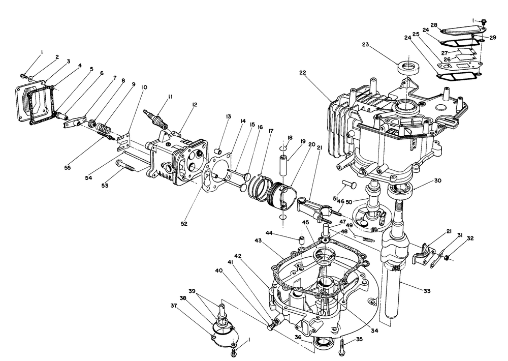 Crankcase Assembly (Model No. Vmk9) Diagram and Parts List for 20920B 0000001 - 0999999 Toro Lawn Mower