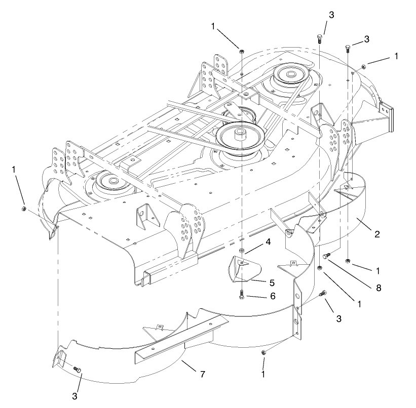 Baffles And Kicker Diagram and Parts List for 30773 790001 - 799999 Toro Lawn Mower