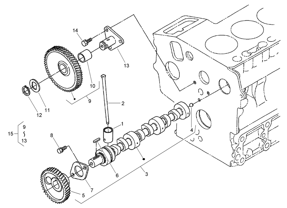 Camshaft And Idle Gear Shaft Assembly Diagram and Parts List for 74265TE (270000001-270999999)(2007) Toro Lawn Mower