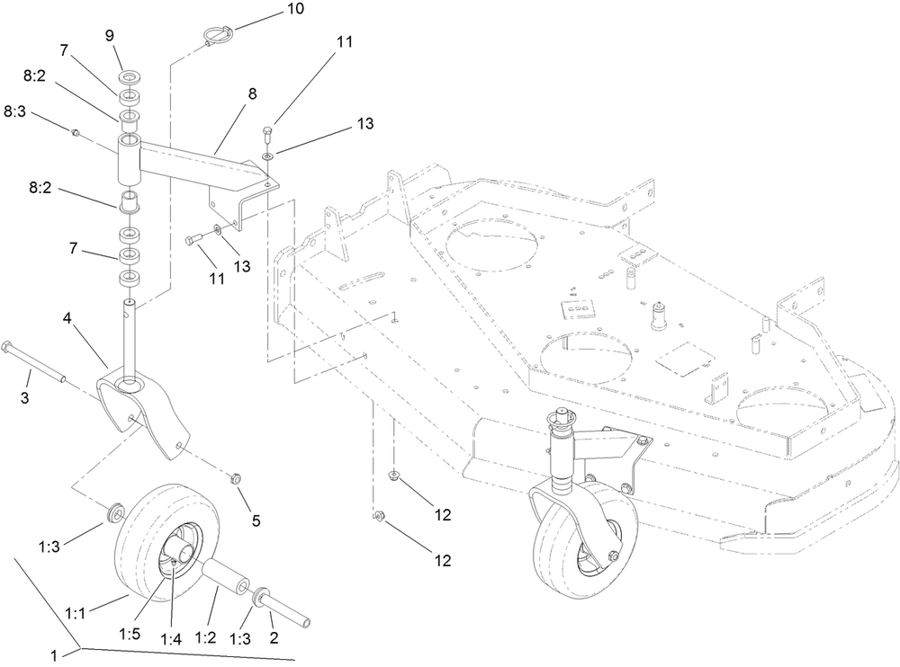 Caster Assembly Diagram and Parts List for 39678 410300000-999999999 Toro Lawn Mower
