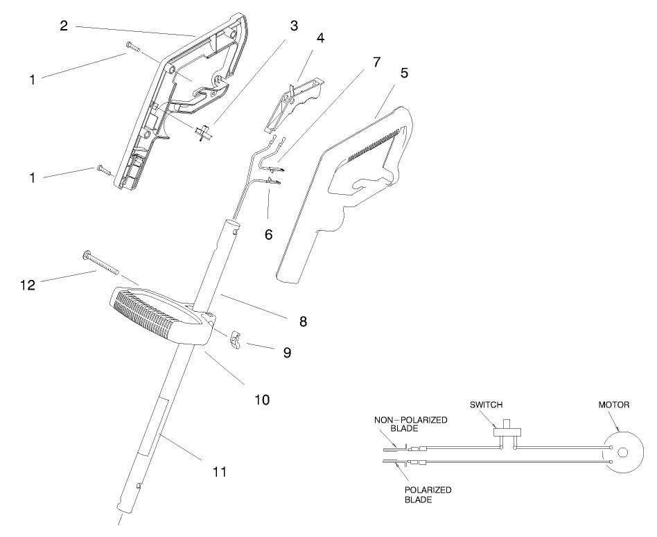 Handle Assembly Diagram and Parts List for 51306 89000001 - 89999999 Toro Trimmer