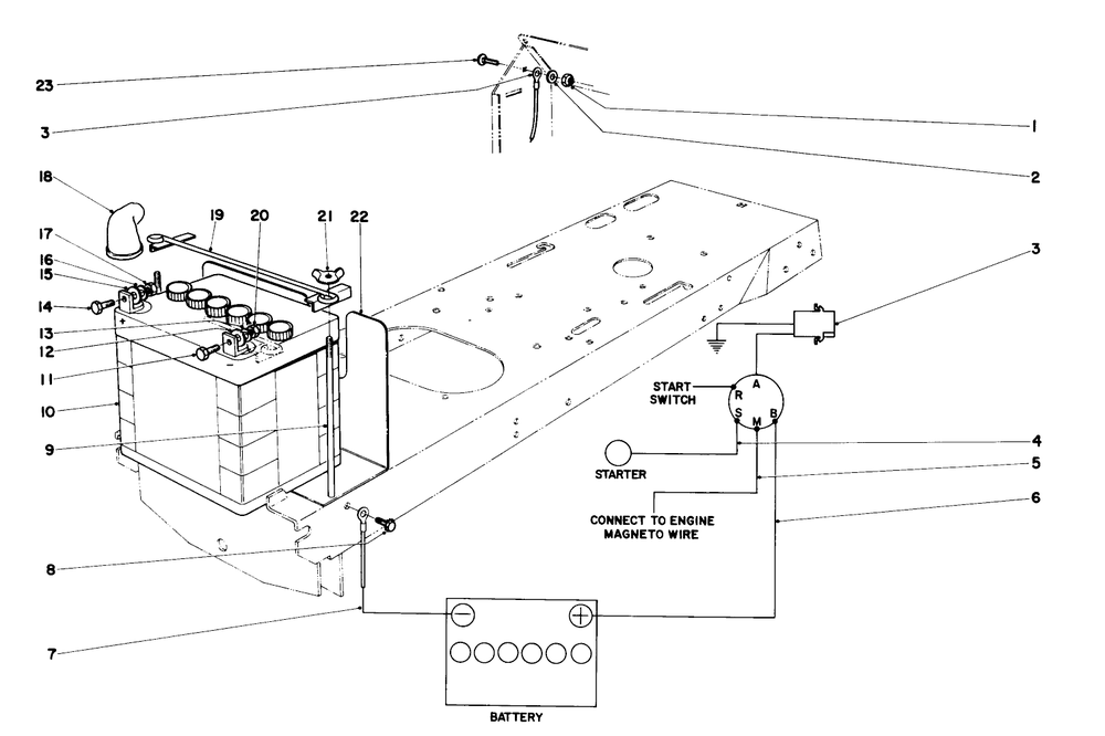 Electrical Diagram (Electric Start Only) Diagram and Parts List for 57054 0000001 - 0999999 Toro Lawn Tractor