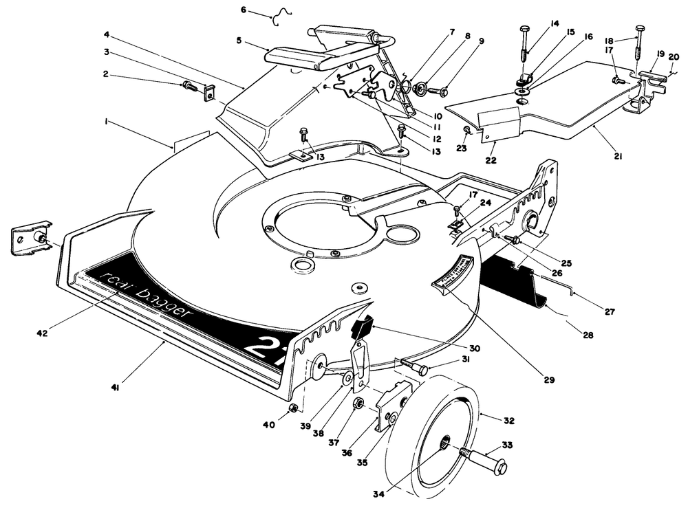 Housing Assembly Diagram and Parts List for 20676 4000001 - 4999999 Toro Lawn Mower