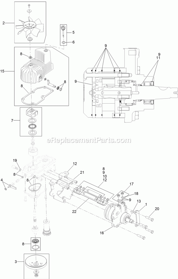 Rh Hydro Assembly No. 126-1326 Diagram and Parts List for 74927 315000001-315999999 Toro Lawn Mower