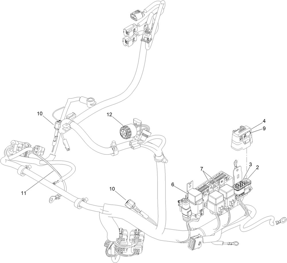 Wire Harness Assembly Diagram and Parts List for 74096 400000000-403247446 Toro Lawn Tractor