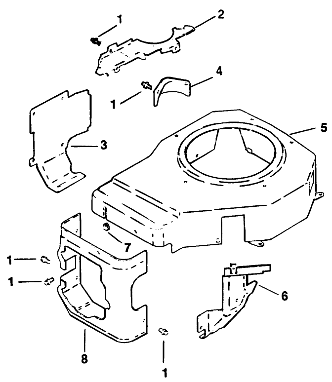 Blower Housing & Baffle-Engine Kohler Model No. Cv14 T-1412 Diagram and Parts List for 30114 1000001 - 1999999 Toro Lawn Tractor Accessories