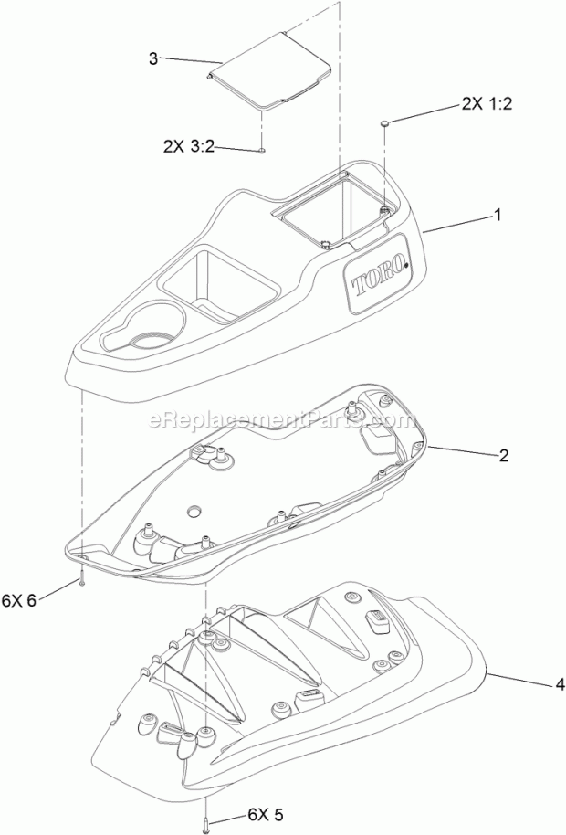 Lh Console Assembly No. 115-7401 Diagram and Parts List for 74979 313000001-313999999 Toro Lawn Mower