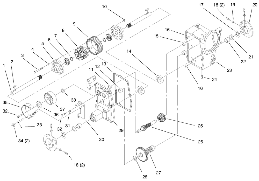 Hydro Trans Axle Assembly Diagram and Parts List for 73560 8900001 - 8999999 Toro Lawn Tractor