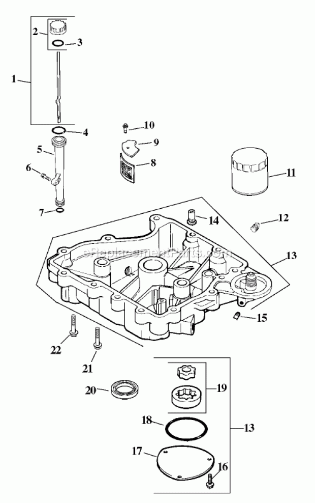 Oil Pan And Lubrication Assembly Kohler Model Diagram and Parts List for 30194 220000001-220999999 Toro Lawn Mower