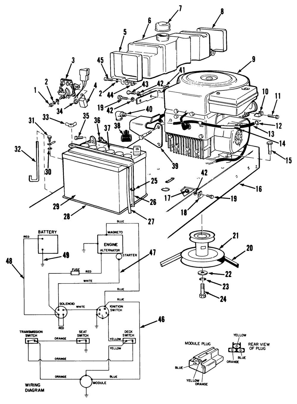 Engine Assembly Diagram and Parts List for 56145 0000001 - 0999999 Toro Lawn Tractor