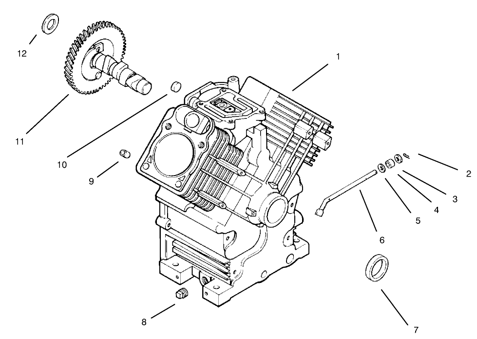 Crankcase Diagram and Parts List for 30612 990001 - 999999 Toro Lawn Tractor