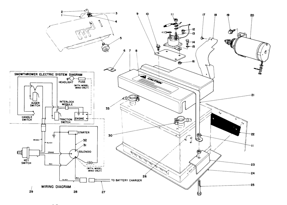 12 Volt Starting Motor Kit 42-3370 (Optional) Diagram and Parts List for 38095 4000001 - 4999999 Toro Snow Blower