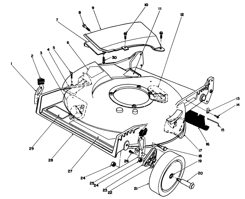Housing Assembly Diagram and Parts List for 20329 2000001 - 2999999 Toro Lawn Mower
