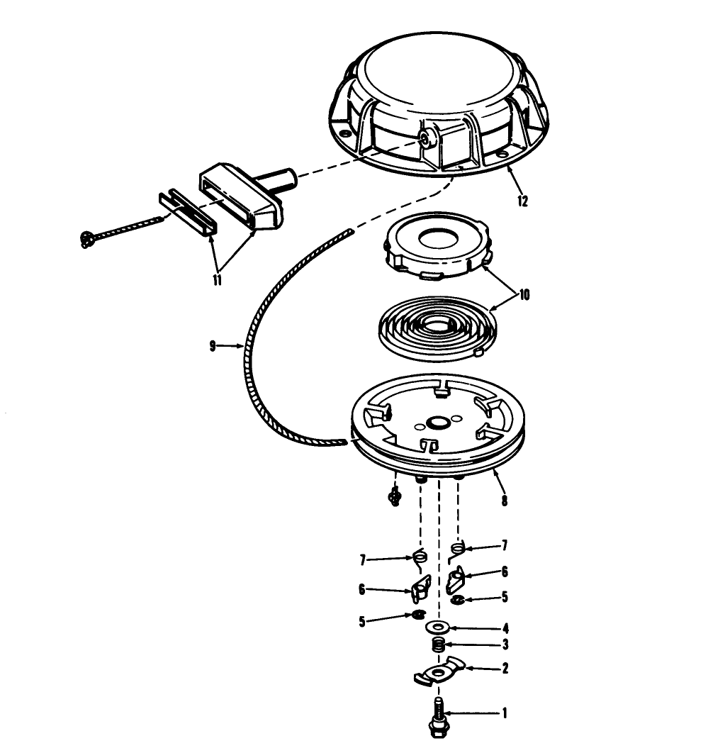 Rewind Starter No. 590479 Diagram and Parts List for 57305 8000001 - 8999999 Toro Lawn Tractor