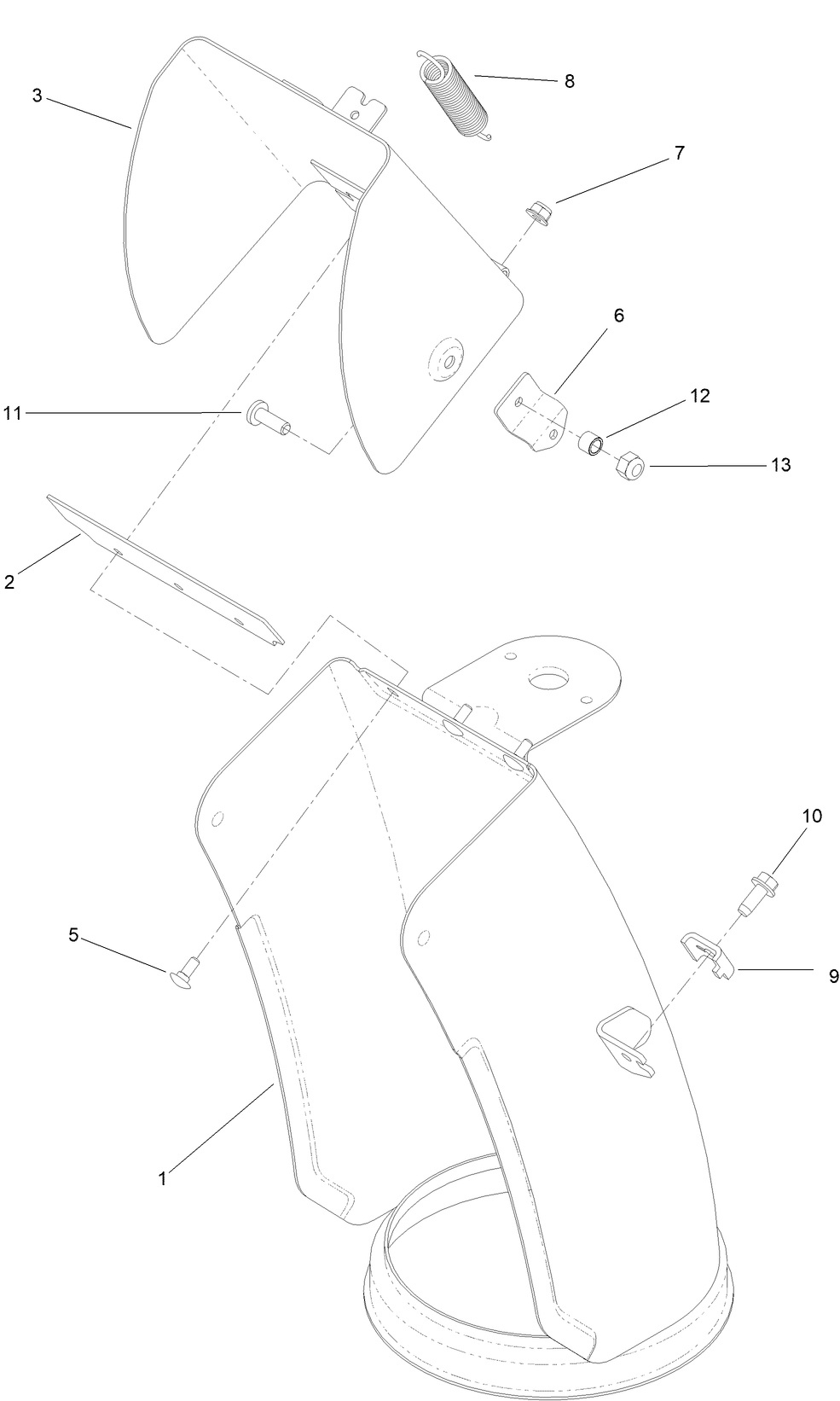 Lower Chute Assembly Diagram and Parts List for 38838 414370817 - 414371069 Toro Snow Blower