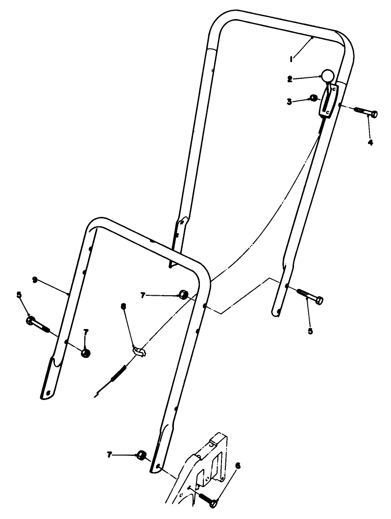 Handle Assembly Diagram and Parts List for 22025 6000001 - 6999999 Toro Lawn Mower