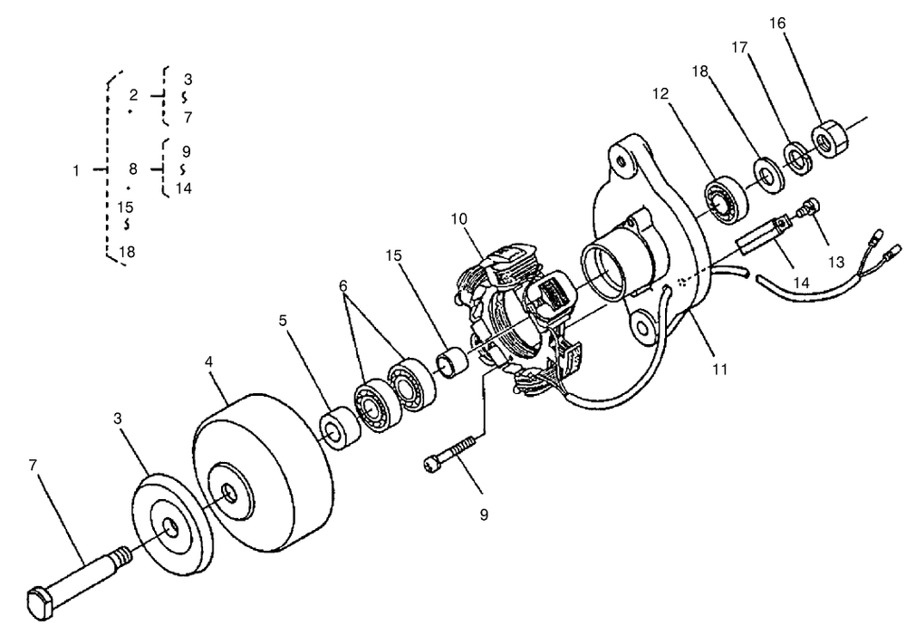 Dynamo (Complete Parts) Diagram and Parts List for 22303TE 990001 - 999999 Toro Lawn Tractor Accessories