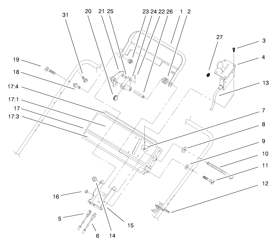 Handle Control Assembly Diagram and Parts List for 22162 8900001 - 8999999 Toro Lawn Mower