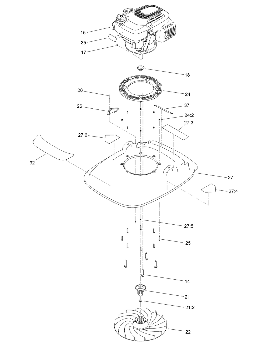 Engine And Deck Assembly Diagram and Parts List for 2616 400000000 - 999999999 Toro Lawn Tractor Accessories