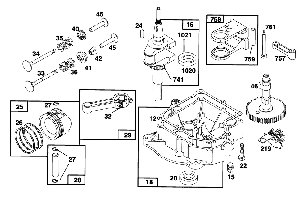 Engine Briggs & Stratton Model 28d707-0124-01 Diagram and Parts List for 70081 6900001 - 6999999 Toro Lawn Tractor