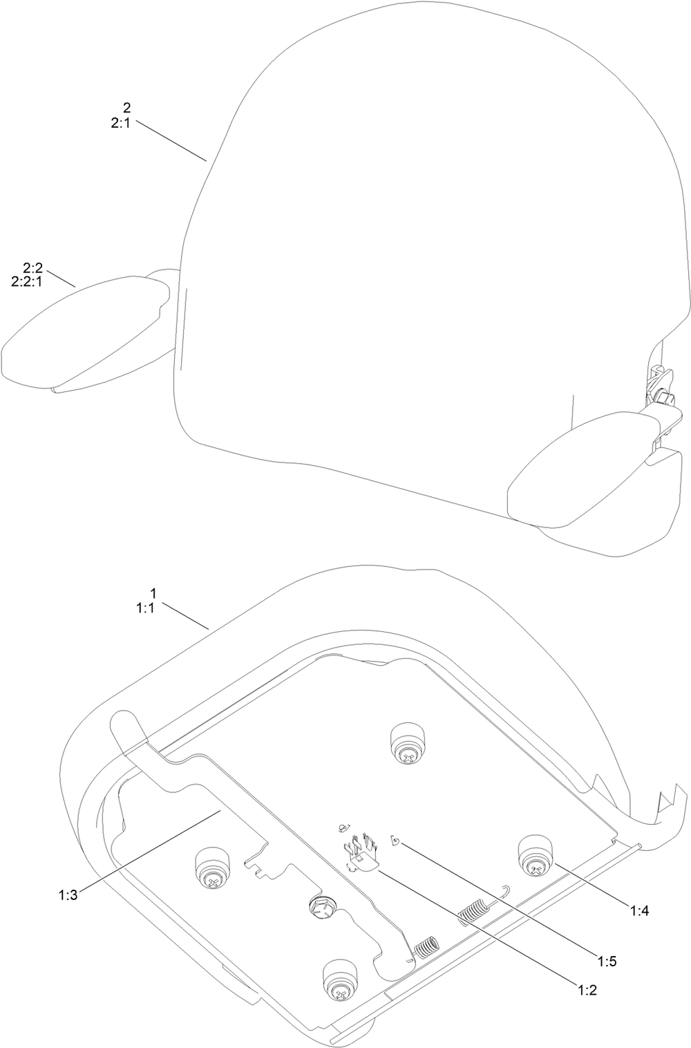 Seat Assembly No. 140-8303 Diagram and Parts List for 74692 400000000 - 999999999 Toro Lawn Tractor