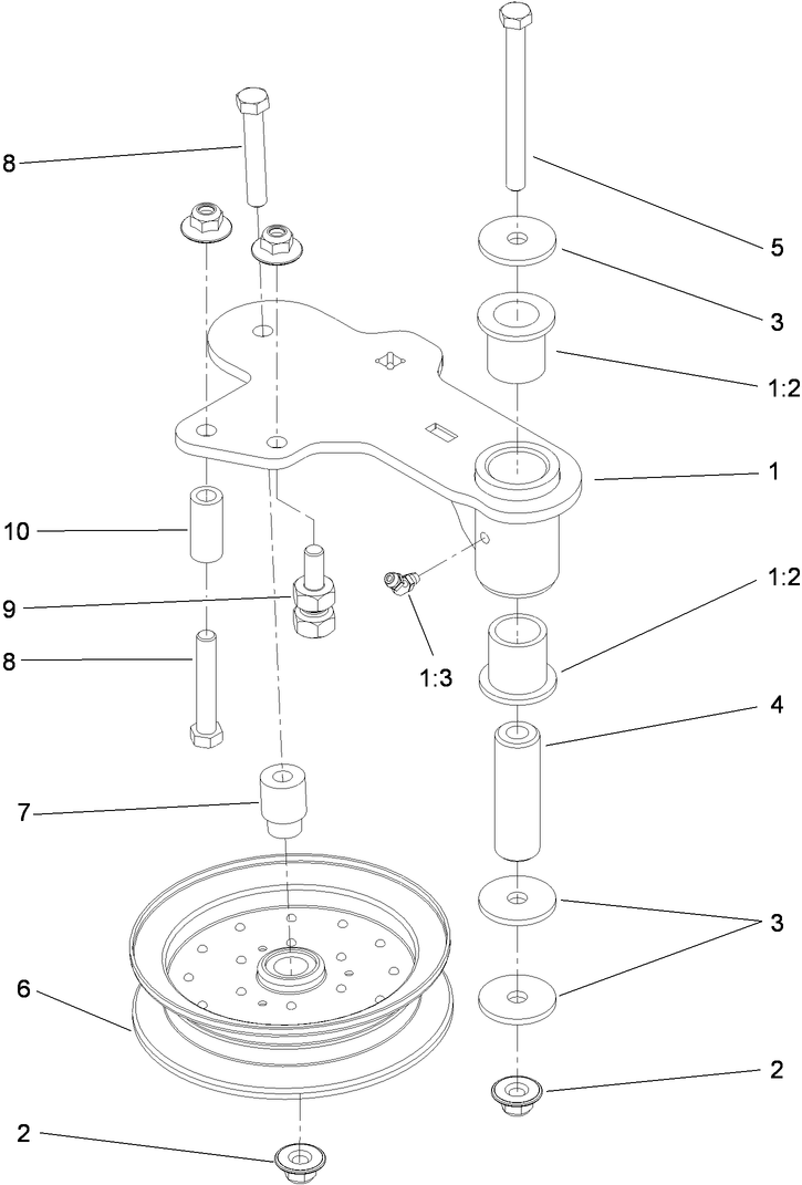Idler Assembly Diagram and Parts List for 74951 (311000001-311000402)(2011) Toro Lawn Mower