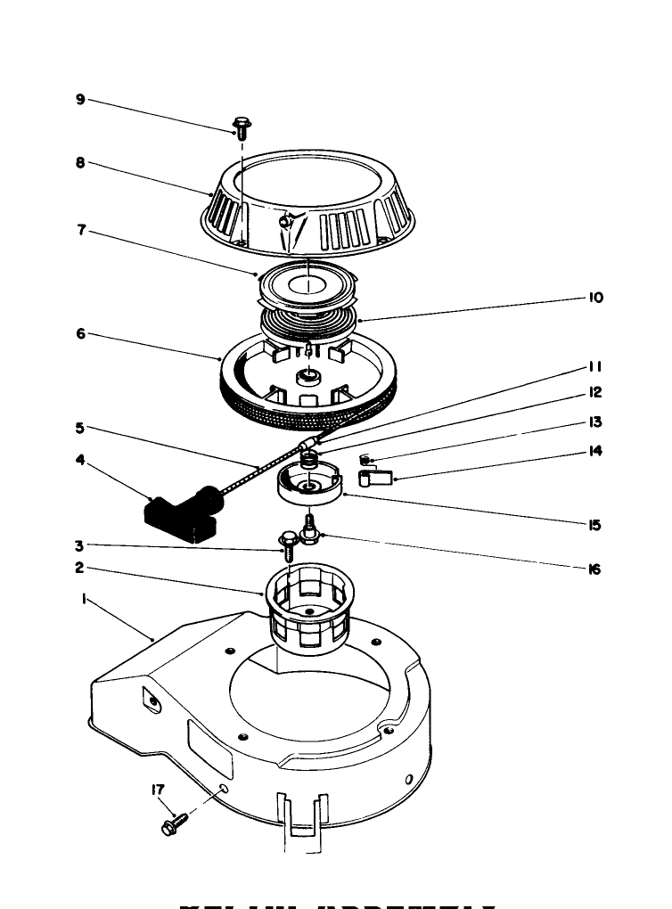 Recoil Assembly (Engine No. 47ph7) (Engine No. 47pg6) Diagram and Parts List for 20745C 8000001 - 8999999 Toro Lawn Mower