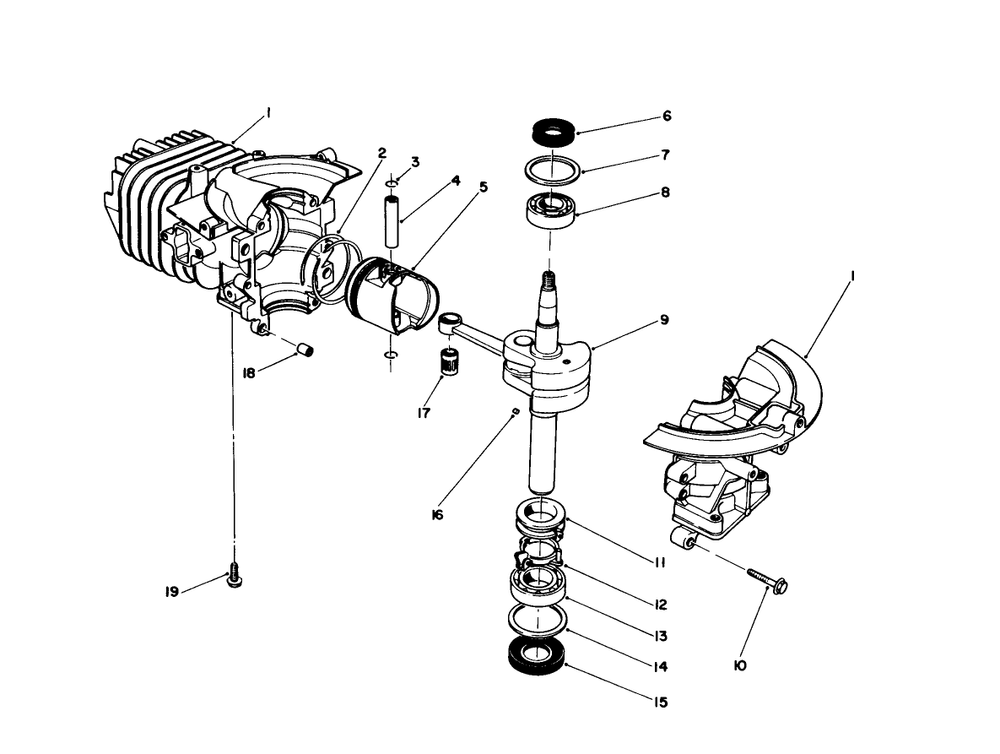 Short Block Assembly (Engine Model No. 47pm1-4) Diagram and Parts List for 38181 3900001 - 3999999 Toro Snow Blower