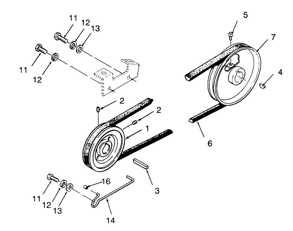 Drive Belt And Pulleys Diagram and Parts List for 73400 3900001 - 3999999 Toro Lawn Tractor