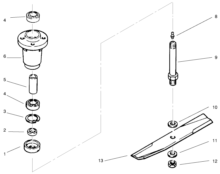 Spindle Assembly Diagram and Parts List for 78365 7900001 - 7999999 Toro Lawn Tractor