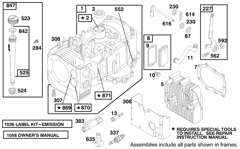 Engine Briggs & Stratton Model 28m707-1122-E1 Diagram and Parts List for 71209 9900001 - 9999999 Toro Lawn Tractor