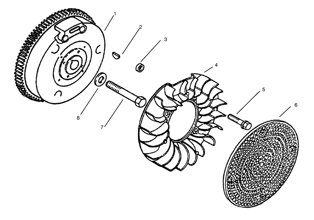 Flywheel Diagram and Parts List for 73402 7900001 - 7999999 Toro Lawn Tractor