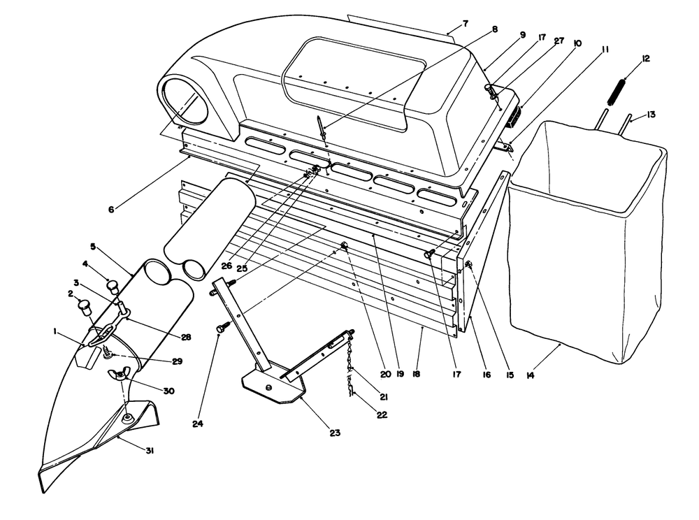 Twin Bagger Grass Catcher Model 59053 (Optional) Diagram and Parts List for 56132 1000001 - 1999999 Toro Lawn Tractor