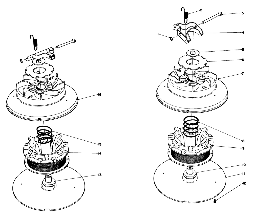 Spool And Drum Assembly Diagram and Parts List for 51170 1000001 - 1999999 Toro Lawn Mower