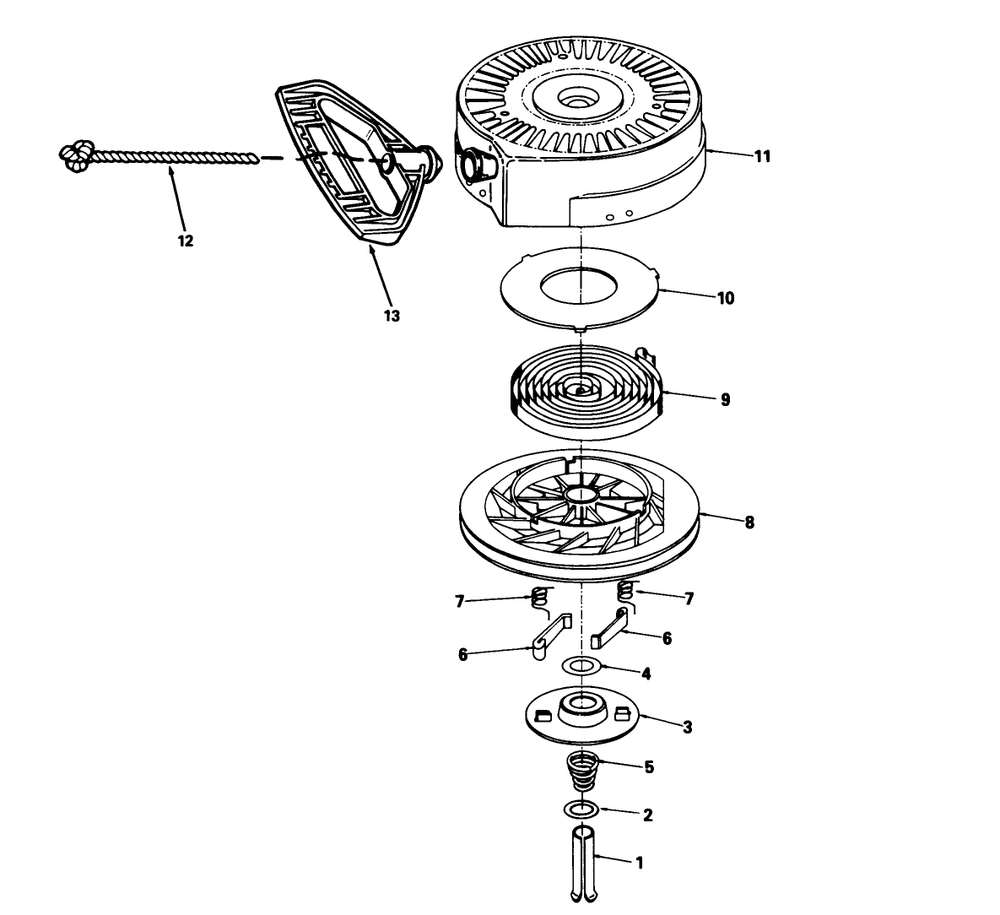 Rewind Starter No. 590646 Diagram and Parts List for 38054 3900001 - 3999999 Toro Snow Blower