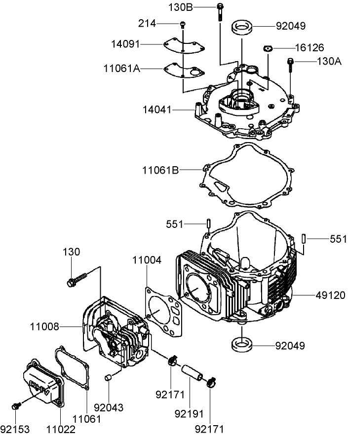 Cylinder And Crankcase Assembly Diagram and Parts List for 22200TE (310000001-310999999)(2010) Toro Lawn Mower