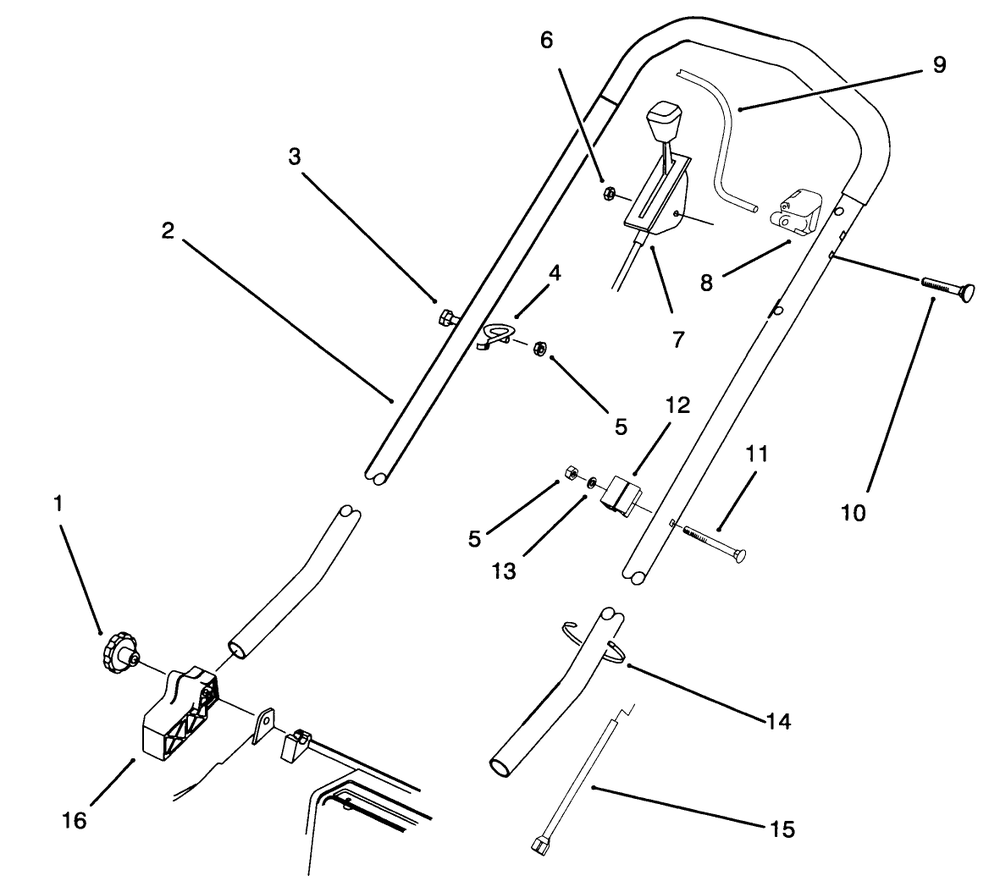 Handle Assembly Diagram and Parts List for 20801BC 4900001 - 4999999 Toro Lawn Mower