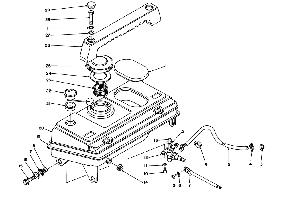 Fuel Tank Assembly Diagram and Parts List for 62008 8000001 - 8999999 Toro Generator