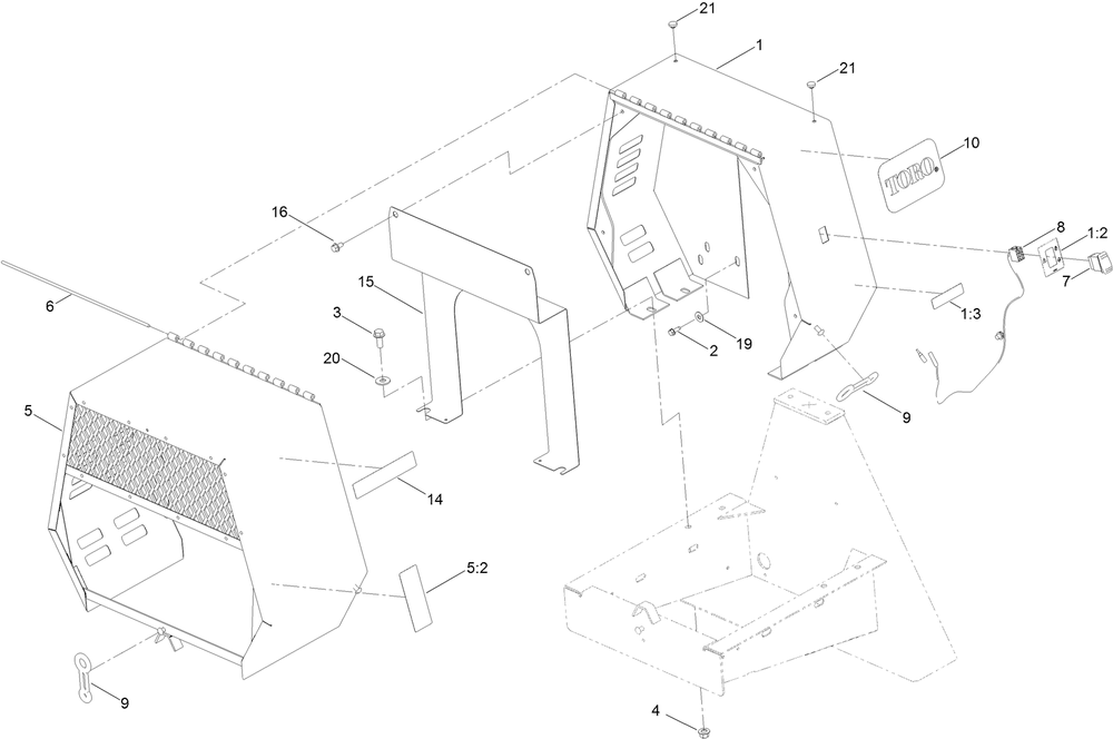 Cowl Assembly Diagram and Parts List for 68007C 400000000 - 401999999 Toro Cement Mixer
