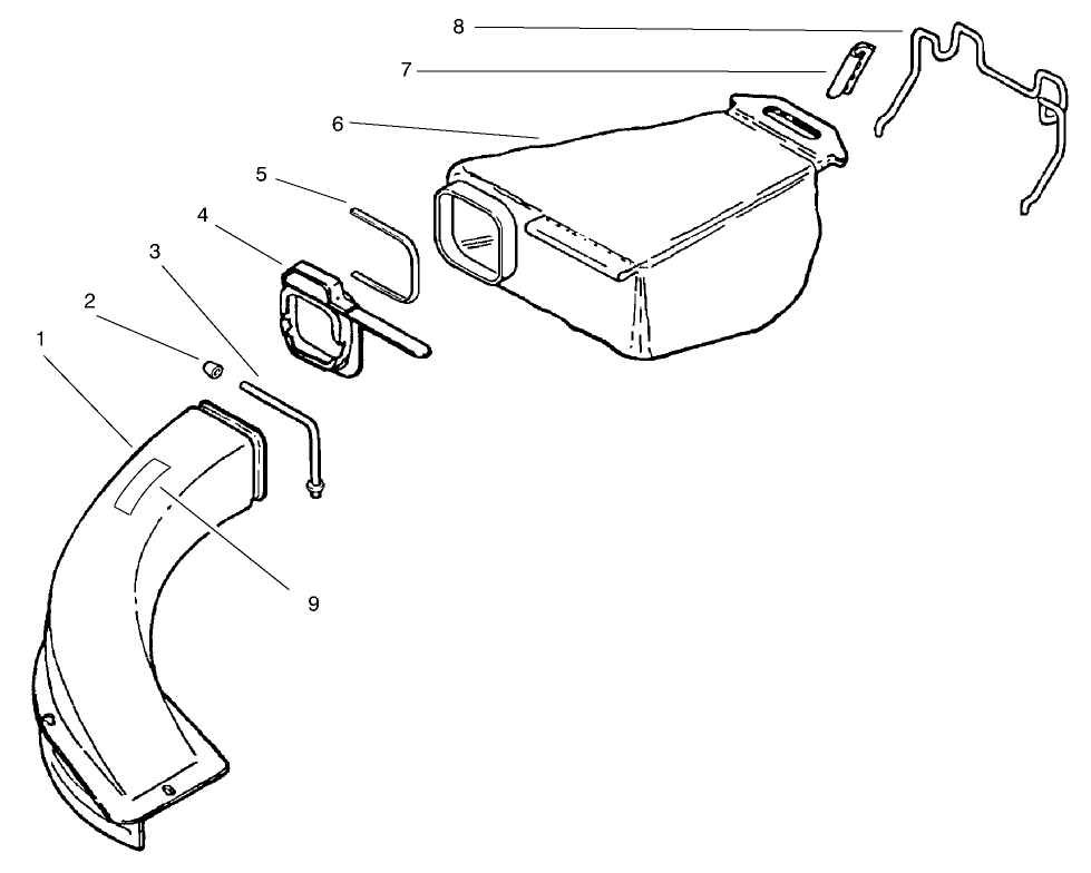Rear Catcher Assembly Diagram and Parts List for 20712 7900001 - 7999999 Toro Lawn Mower